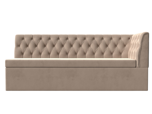 Диван кухонный Маркиз с углом справа Велюр (Бежевый)