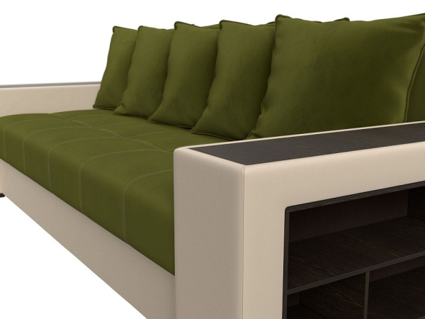 Диван прямой Дубай полки справа Микровельвет\Экокожа