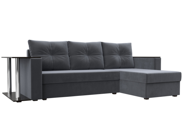 Диван угловой Атланта правый угол Велюр (Черный)
