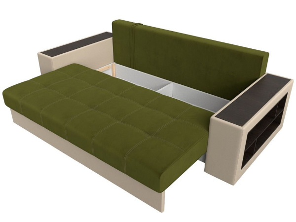 Диван прямой Дубай полки справа Микровельвет\Экокожа