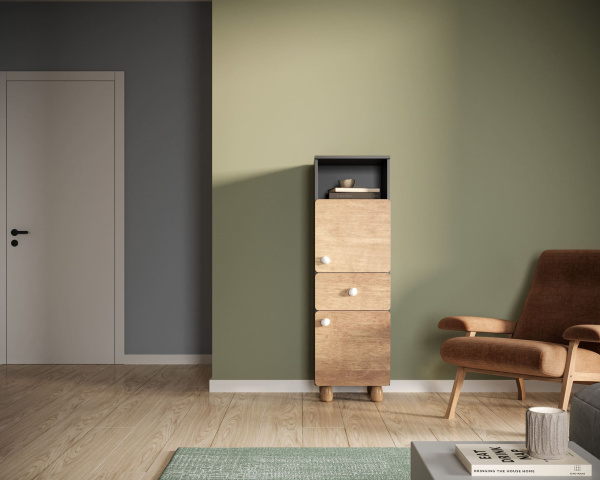 Шкаф узкий с двумя дверками и ящикомSplit SP13