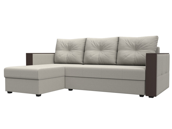 Диван угловой Валенсия Лайт левый угол Рогожка (Амур 02 бежевый)