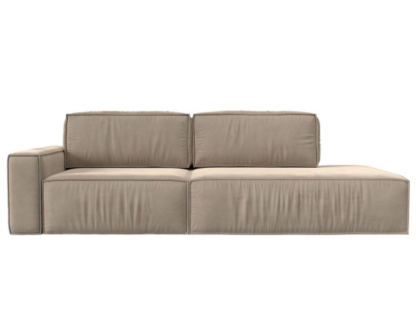 Диван прямой Прага Модерн подлокотник слева Велюр (Бежевый)