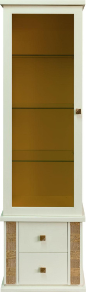 Шкаф с витриной Тунис П6.343.0.21-01 (П343.21Ш) (Слоновая кость с золочением)