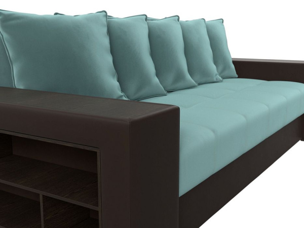 Диван прямой Дубай полки слева Велюр\Экокожа