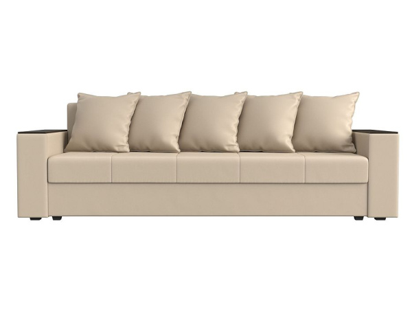 Диван прямой Дубай Лайт полки слева Экокожа (Бежевый)