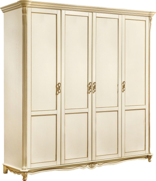 Шкаф для одежды 4д Алези П1.350.1.13 (П349.02/2) (Слоновая кость с золочением)