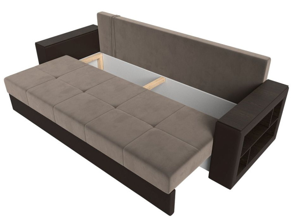 Диван прямой Дубай Лайт полки справа Велюр\Экокожа