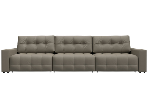 Диван прямой с полками Лига-053 НПБ Лонг Экокожа (GRIFON 04 бежевый)