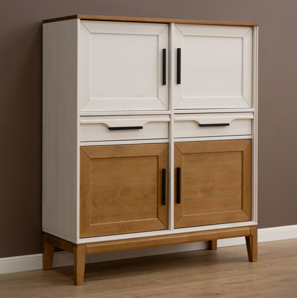 Шкаф для посуды 42 Гранада (Белый воск/Антик 24)