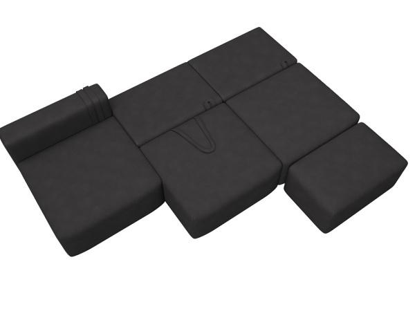 Диван угловой модульный с пуфом Лига-060 НПБ Лонг угол универсальный Замша