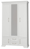 Шкаф распашной Грация ШР-3 с зеркалом (ЛДСП/МДФ(рамка) цвет, Белый 2ящ., 1зеркало)