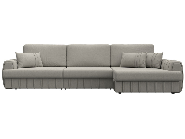 Диван угловой Лига-057 НПБ Лонг угол правый Рогожка (Амур 02 бежевый)