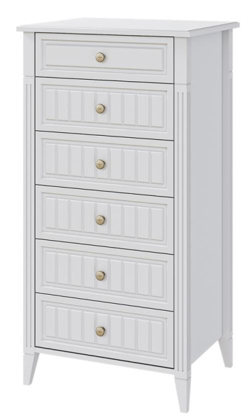 Комод Мэгги 6 ящиков (6 ЯЩИКОВ, ЛДСП/МДФ Белый снег/Лак Белый)