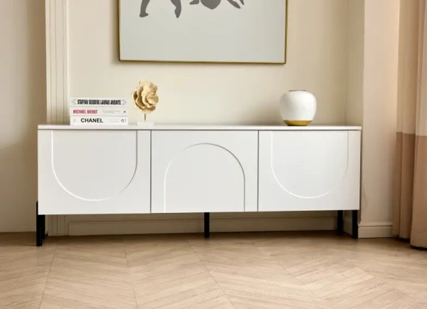 Тумба ТВ Лео Премиум 1500 (Эмаль Белая, внутри ЛДСП белое)