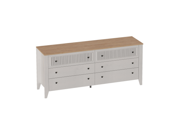 Комод 6 ящ Валенсия (Персидский жемчуг / Дуб натуральный светлый)