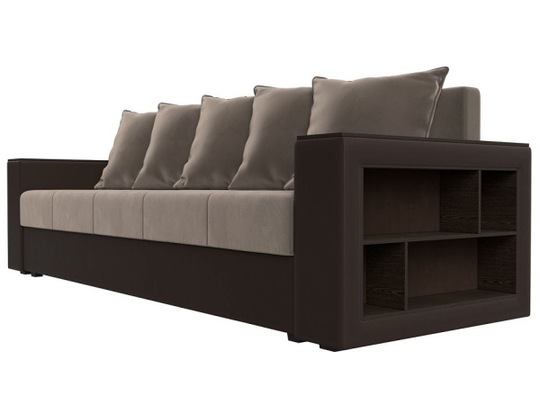 Диван прямой Дубай Лайт полки справа Велюр\Экокожа