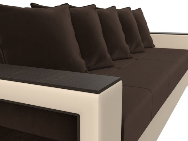 Диван прямой Дубай Лайт полки слева Микровельвет\Экокожа