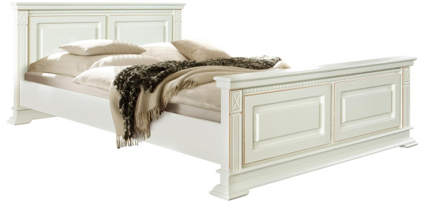 Кровать двойная Верди Классик с высоким изножьем (Слоновая кость с золочением 2000*2000)