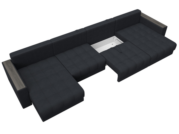 Диван П-образный с декором Лига-049 НПБ Лонг Замша