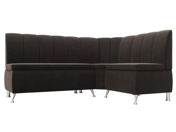 Диван кухонный угловой Кантри правый угол Велюр (Коричневый)