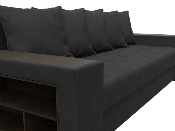 Диван прямой Дубай полки слева Замша