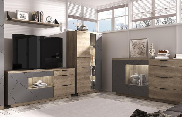 Шкаф с витриной 1V2D1S-P KAYLAS