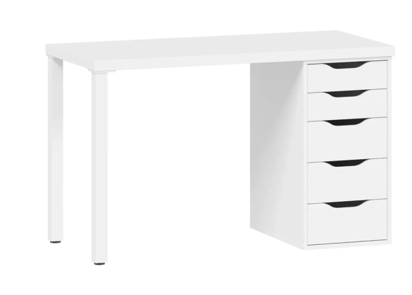 Стол письменный Ингар белый, 140x75, с одной тумбой
