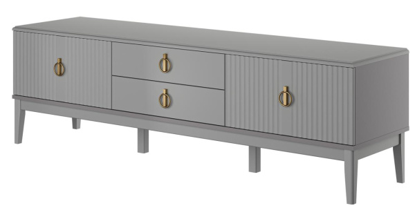 Тумба ТВ Фарго (ЛДСП Серый шифер/ МДФ Лак Антрацит)