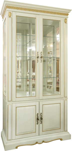 Шкаф комбинированный Милана 2С П4.265.2.11(396.11) (Слоновая кость с золочением)