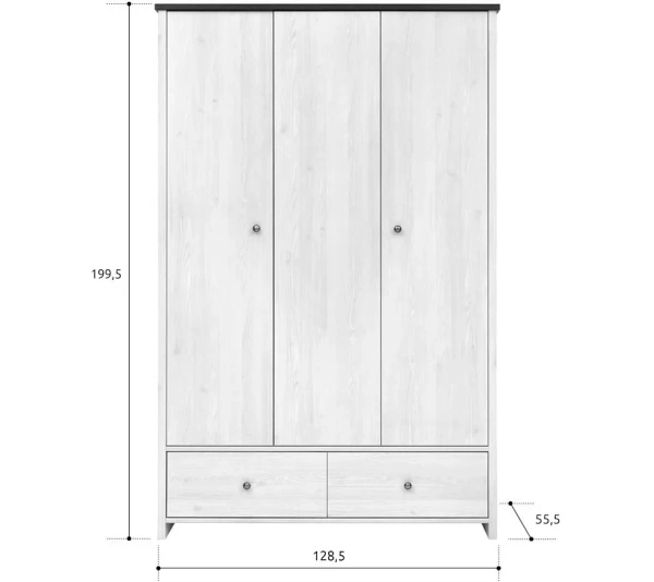 Шкаф платяной ПОРТО SZF3D2S