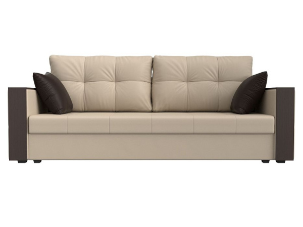 Диван прямой Валенсия Лайт Экокожа (Бежевый\Коричневый)