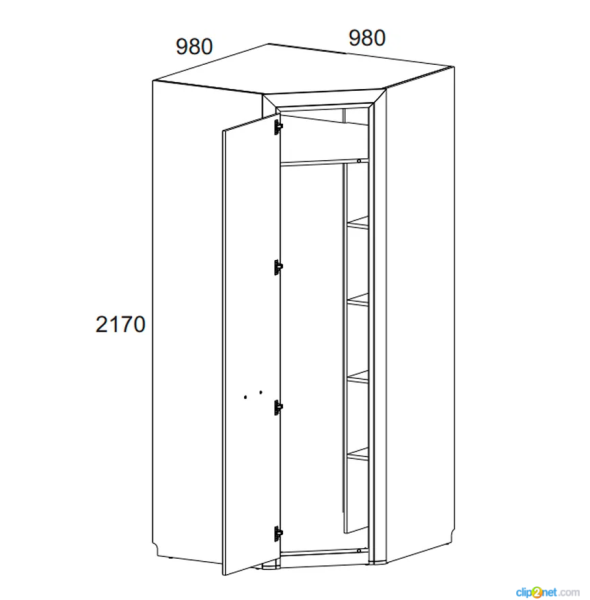 Шкаф угловой с полками 97х97 OLIVIA