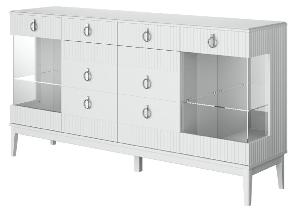 Тумба-бар Фарго 4 двери 2 ящика (4 ДВЕРИ+2 ЯЩИКА ЛДСП Белый снег/Лак Белый)