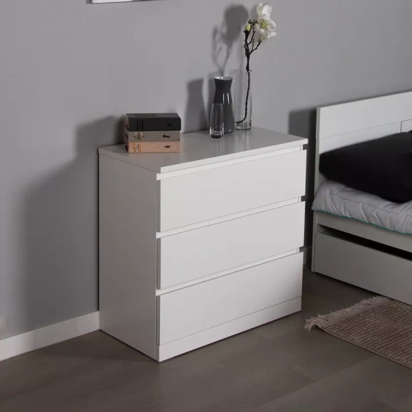 Комод Варма 3 с тремя ящиками, Белый