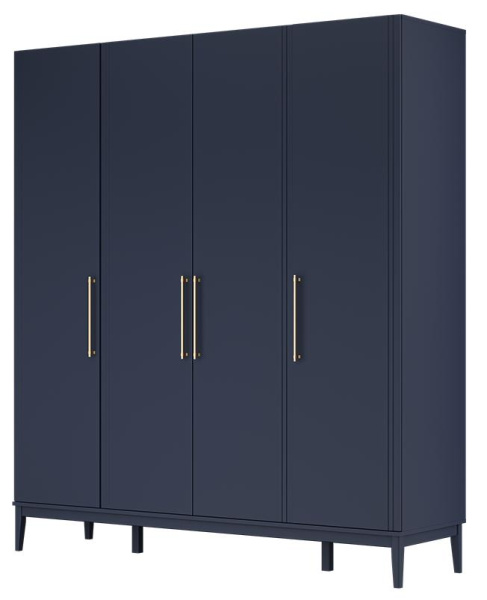 Шкаф распашной Джали ШР-4 (ЛДСП Ночное небо/ МДФ Лак Тёмный лазурный)