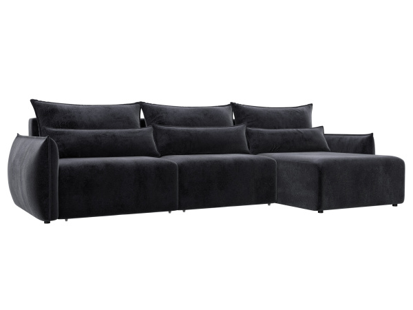 Диван угловой Лига-051 НПБ Лонг угол универсальный Велюр (TOWER 11 темно-серый)