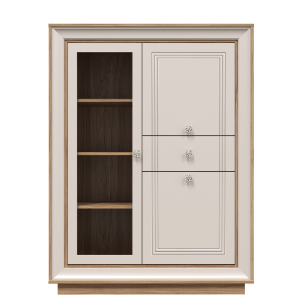 Шкаф низкий (1 стеклодверь) Прато (Вяз швейцарский светлый/ Газания матовая)