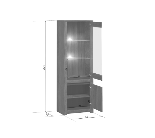 Шкаф с подсветкой KADA S404-REG1W1D