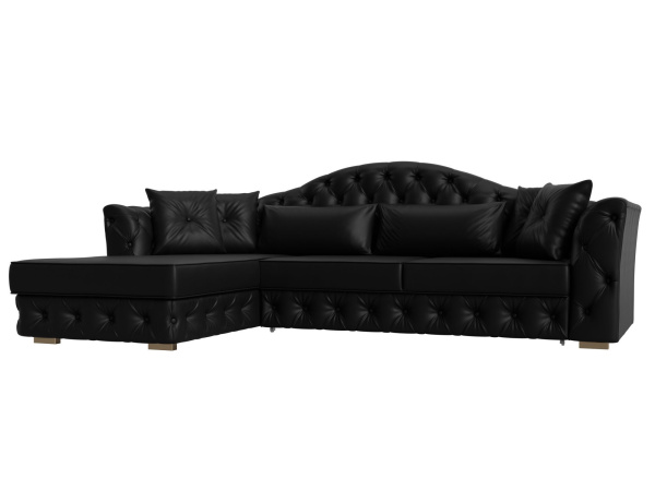 Диван угловой Артис левый угол Экокожа (Черный)