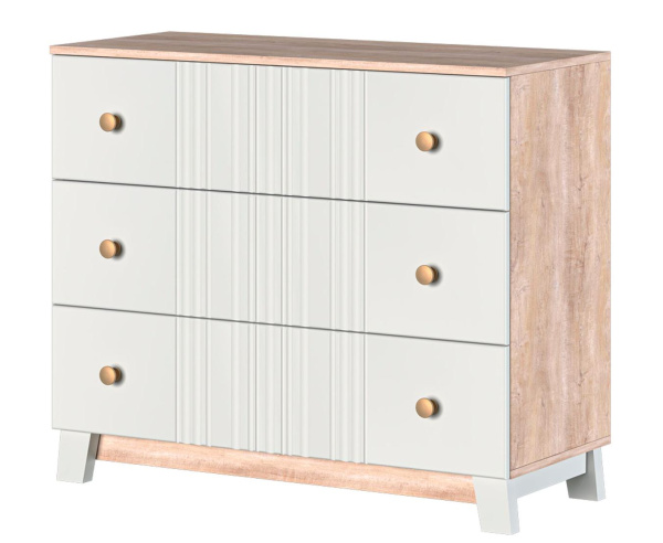 Комод Ланзетти 3 ящика (3 ЯЩИКА, Дуб Торонто/ Жемчуг)