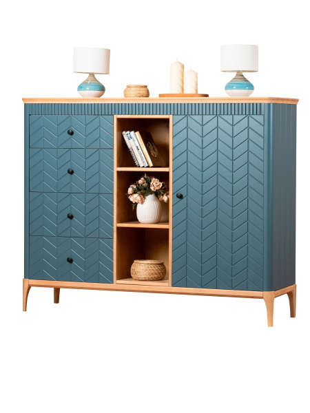 Комод Вида №25 (Фасад Ёлка, Цвет Эмаль,  Высота ножек 180)