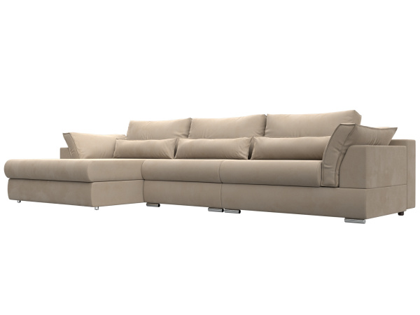 Диван угловой Пекин Long угол левый Велюр (Бежевый)