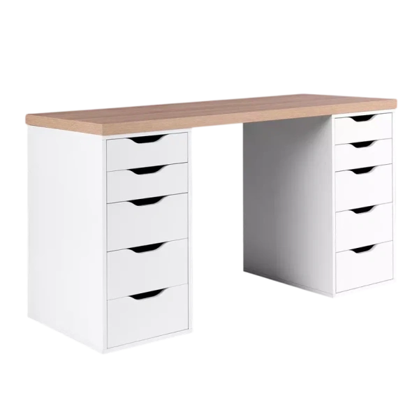 Стол письменный Ингар 2/55 140x75x55, дуб беленый/белый