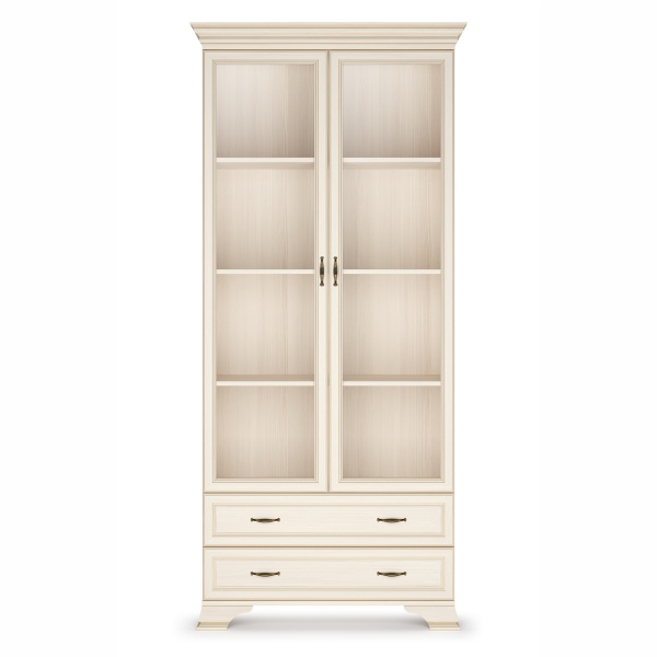 Шкаф (2 стеклодвери) Сиена (Бодега Белый (Патина Золото))