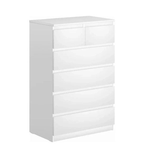 Комод МАЛЬТА высокий с шестью ящиками (белый)