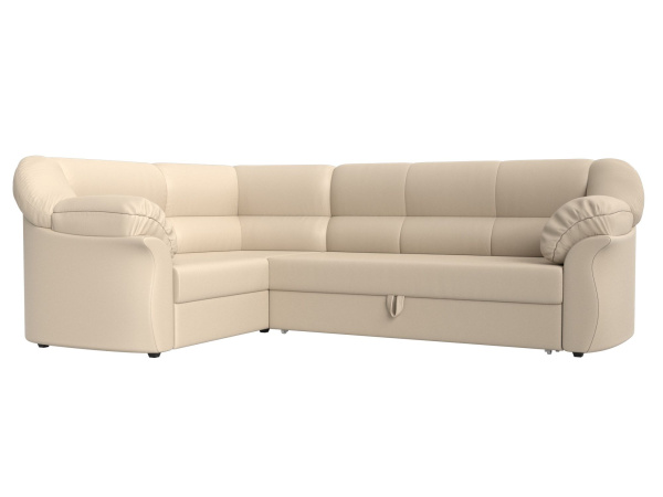 Диван угловой Карнелла левый угол Экокожа (Бежевый)