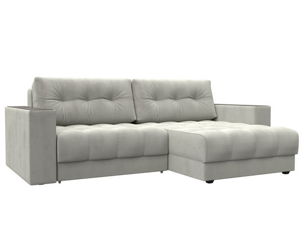 Диван угловой с декором Лига-049 НПБ Велюр (TOWER 01 молочный)