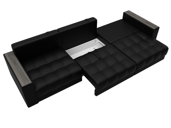 Диван прямой с декором Лига-049 НПБ Лонг Экокожа