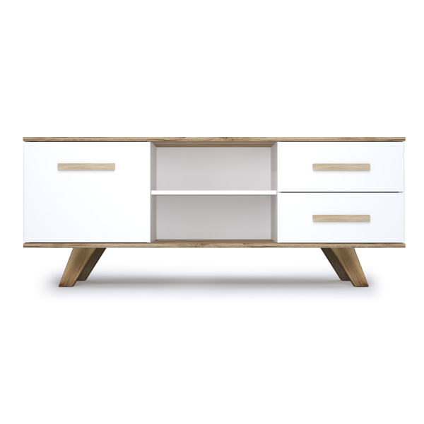 Тумба под ТВ Вега Скандинавия (Дуб Каньон/белый глянец)